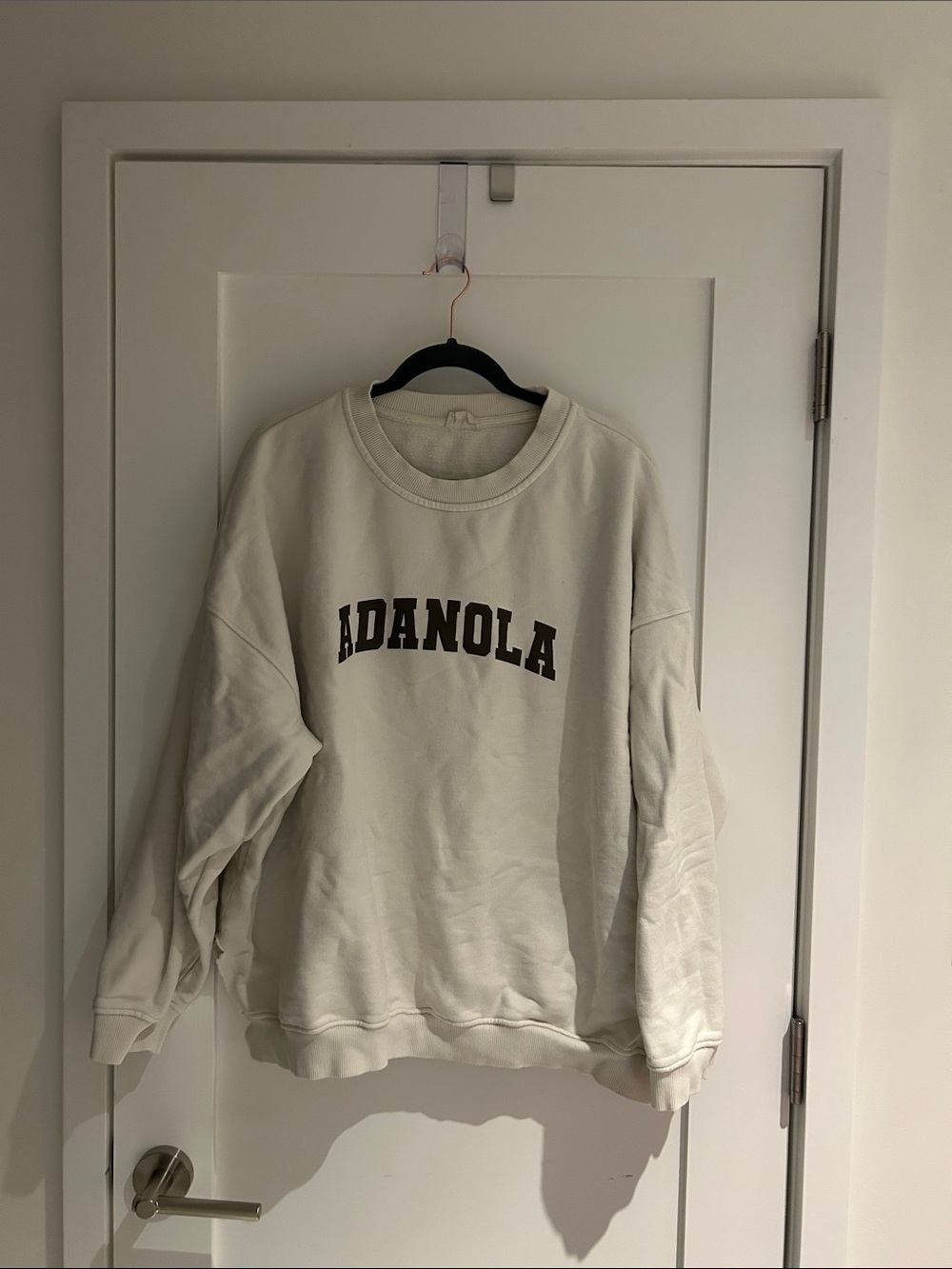 Adanola Off-White Crewneck Sweatshirt with Brown Logo